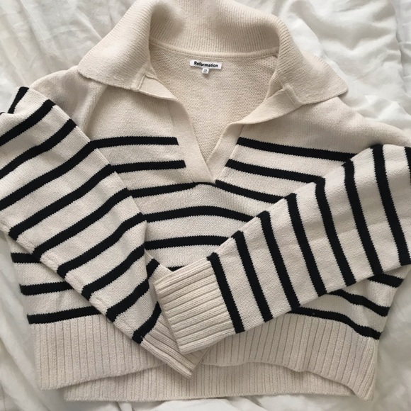 Reformation Francesco Cotton Polo Striped XS - Picture 2 of 5